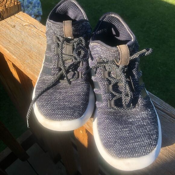 Adidas mens black gray athletic sneakers size 8 - Picture 2 of 7